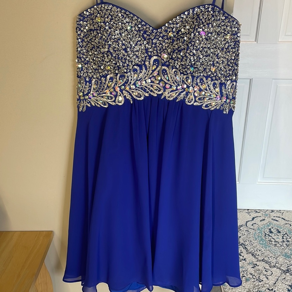 Decode 1.8 royal blue beaded dress